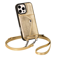 Étui portefeuille de luxe en cuir véritable motif lézard doré avec sangle amovible pour iPhone 16 17 18 Pro Max – Vente en gros