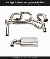 Système d'échappement avec collecteur en acier inoxydable pour moteur Volkswagen Beetle Type 1 refroidi par air, kit Sidewinder intégré