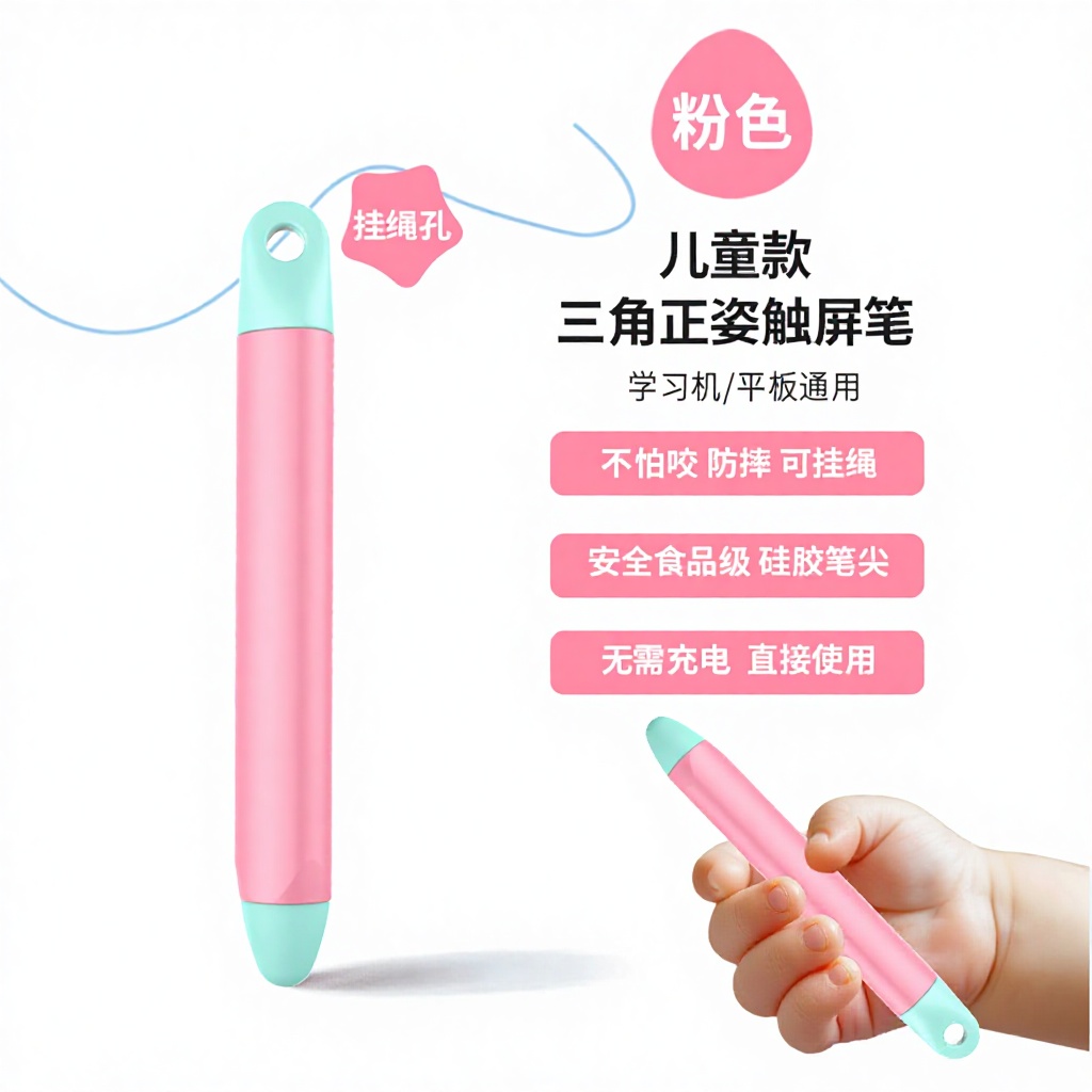 Corde rose avec trou de suspension - Stylo à tête en silicone liquide