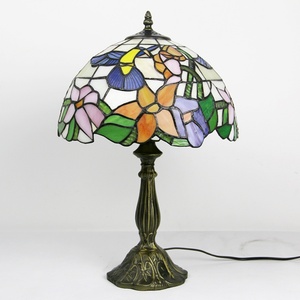 LongHuiJing 12 Inch European Mediterranean Stained Glass LED Eco-Friendly Dome Table Lamp AC Multicolored Reading <b>Light</b> Living - Product Image 4