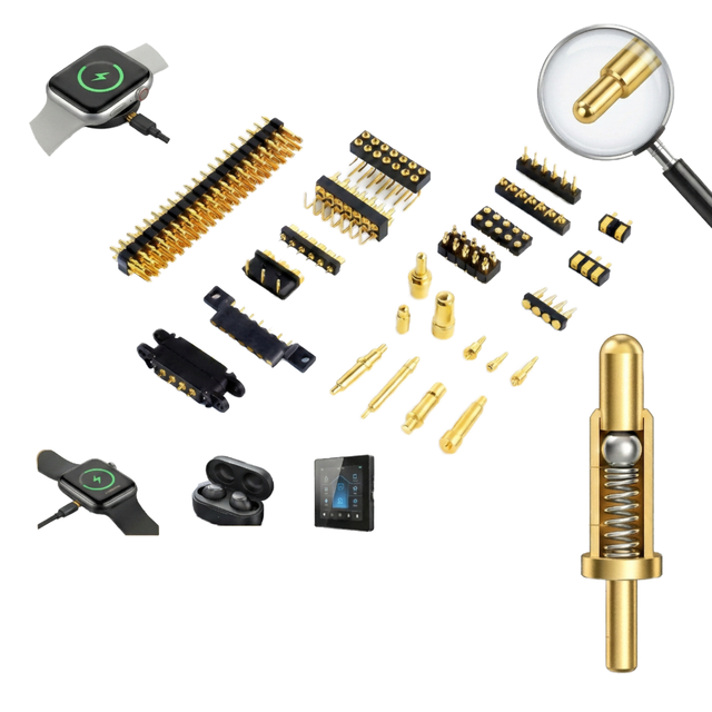 Spring Loaded Nylon Pogo Pin 2.54mm 5.5MM Height PCB Side Surface Mount Component Gold Plated Header Connector 12V 2P Power