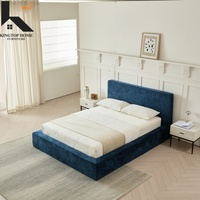Sommier moderne pour lit double, robuste, réglable, avec revêtement en tissu, montage facile, silencieux, noir
