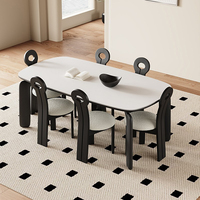 Nouvelle table à manger rectangulaire moderne en bois massif avec plateau en marbre, faite à la main, écologique, ensemble de chaises 6 places pour villa et hôtel, modèle Éléphant