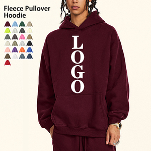 Wholesale Luxury Custom Heavyweight <b>Men</b> Oversized Hoodie Manufacture Heavy Cotton 350g Fleece Hoodie No Drawstring <b>Pullover</b> - Product Image 1