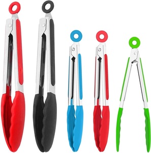 HOTEC Stainless Steel Kitchen Tongs Set of 2-9 and 12, Locking Metal Food Tongs Non-Slip Grip