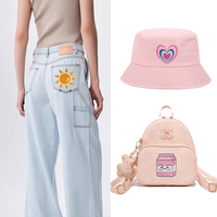 Vêtements personnalisés chapeau patchs de broderie boule de disco lait oeil lèvre coeur fille brodé fer sur les patchs pour sac robe bricolage