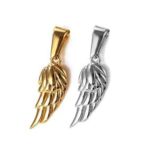 18K oro placcato ali d'angelo collana pendente in acciaio inox prego ala piuma Charm catena di fabbrica vendita calda all'ingrosso senza ruggine - Product Image 3
