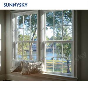 Sunnysky NFRC Fenêtres à double guillotine en aluminium à glissière verticale Double <span class=keywords><strong>vitrage</strong></span> Taille personnalisée Fenêtres à guillotine coupe-vent insonorisées - Product Image 1