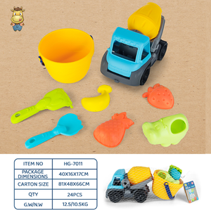 Ensemble de seaux de plage pour enfants, 8 pièces, avec moules de camion malaxeur à béton, jouets d'été - Product Image 6