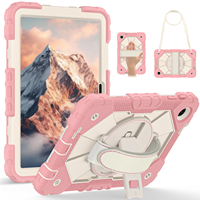 Étui robuste antichute pour T-Mobile Revvl Tab 2 10.1 2025 avec support rotatif à 360°, dragonne et bandoulière, bicolore, pour enfants, OEM ODM
