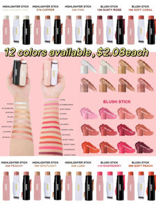 Stick de blush double tête avec logo privé MLM, waterproof, longue tenue, fini scintillant pour le visage - Product Image 4