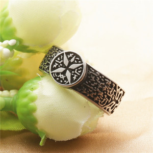 European American Style Titanium Steel <b>Open</b> <b>Ring</b> Retro Flower Pattern Women's Punk Jewelry Gift 22035 - Product Image 2