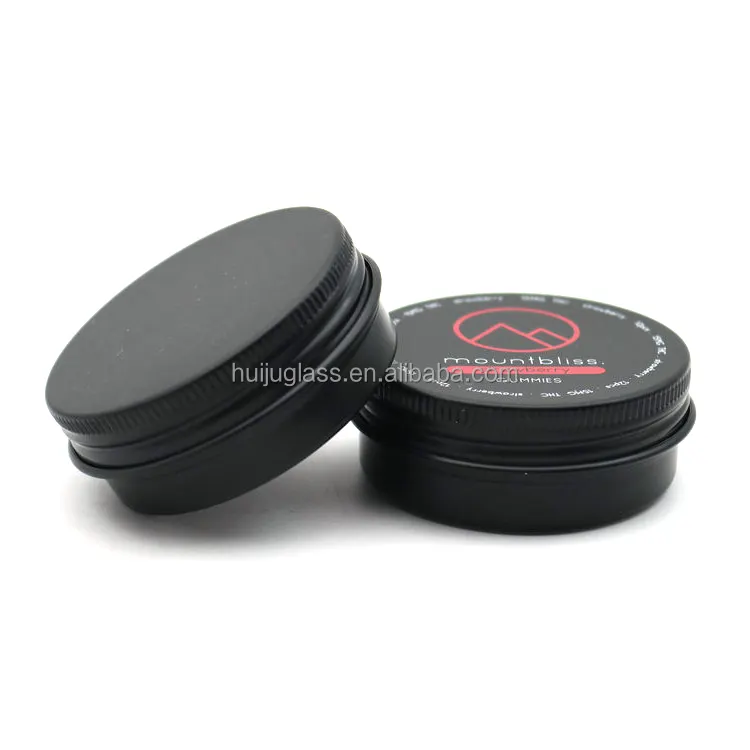 ふた付きブラックキャンドルジャー化粧品用アルミ缶30g60gメタルティンボックスリップバームコンテナクリームティー缶