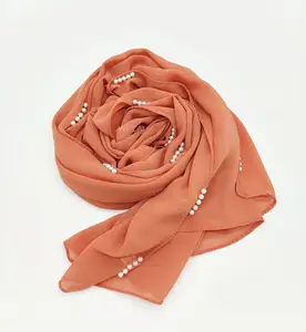 Новинка 75D жемчужный шифоновый шарф, этнический марлевый шарф, хиджаб, мусульманский шарф, хиджаб