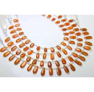 Cuentas de piedra de cianita naranja natural de 12x5mm a 16x6mm en forma de pera suave de 7,5 pulgadas para la fabricación de joyas - Product Image 3