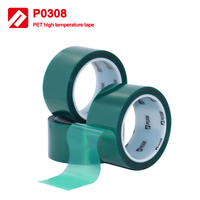 Usine de ruban PET OEM ruban adhésif en silicone résistant à la chaleur pour animaux de compagnie ruban de film polyester vert pour le masquage à haute température
