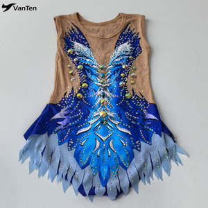 Leotardo de <span class=keywords><strong>Gimnasia</strong></span> Rítmica Hecho a Mano con Estrás, Traje Personalizado con Impresión por Sublimación - Product Image 4