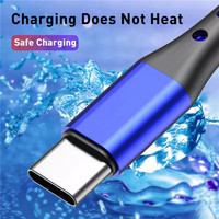 Kabel Data Ponsel USB Tipe C, 3A 2M Kabel USB Tipe C Mikro USB Pengisian Cepat Ponsel Android Pengisi Daya Kabel Data Tipe-c