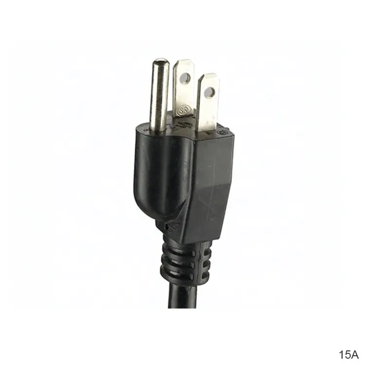 Özel uzunluğu UL amerika standart 3 Pin 15A 125V AC güç kablosu kablosu maça telleri elektrikli tak abd için pirinç ocak