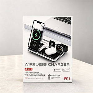 แท่นชาร์จไร้สายอเนกประสงค์ 4 in 1 สำหรับ <span class=keywords><strong>iPhone</strong></span>, Apple Watch, AirPods พร้อมนาฬิกาปลุก ควบคุมด้วยระบบสัมผัส และที่วางอัตโนมัติ - Product Image 1