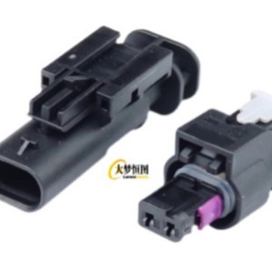 4F0 973 702 Automotive Sensor <b>Harness</b> Connector 2 Pin Male Straight <b>Black</b> Plastic For Volkswagen Audi Vehicles - Product Image 2