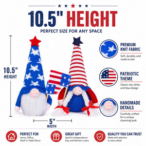 Décorations <span class=keywords><strong>de</strong></span> gnomes patriotiques <span class=keywords><strong>du</strong></span> <span class=keywords><strong>4</strong></span> juillet à LED, très populaires, en peluche tricotée, écologiques, ornements <span class=keywords><strong>du</strong></span> Jour <span class=keywords><strong>de</strong></span> l'Indépendance, étoiles USA - Product Image 4