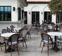 Chaises de salle à manger d'extérieur en rotin et métal imperméables pour jardin et restaurant, vente en gros directe d'usine 2025