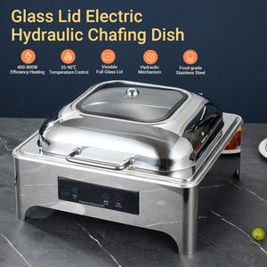 Ensemble chauffe-plats électrique en acier inoxydable fantaisie de 6 L avec couvercle hydraulique en verre, pour servir les aliments, pour hôtel, buffet de <span class=keywords><strong>salon</strong></span> - Product Image 3