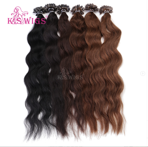 KSWIGS 12-28 pouces - Extensions de cheveux vierges à pointe en U, faciles à entretenir, pour débutants, ondulées/droites - Product Image 3