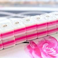 160pcs Set Mahjong Akrilik Bertema Mewah Girly Multi-Layer dengan Ubin Berlapis Warna Pink untuk Kolektor Permainan Papan