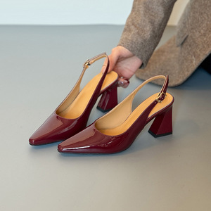 Escarpins à bout pointu pour femmes Xinbaisheng, talon épais 6-8 cm, tendance mode, usage quotidien - Product Image 3