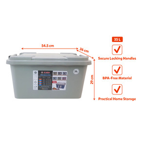 35L Eco-Friendly Airtight Stackable Lightweight BPA Free Plastic <b>Storage</b> <b>Box</b> Handles <b>Lockable</b> Multi-Color Minimalist Organizer - Product Image 1