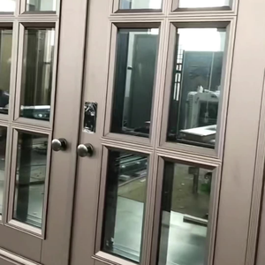 Porte d'entrée française double design populaire porte d'entrée en fonte d'aluminium haut de gamme avec verre - Product Image 4