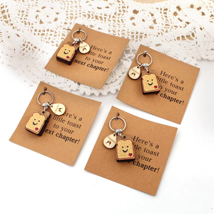Wooden Sign Keychain | Cute Bread Pendant | New Beginning Gift | Fashionable Gift Accessory