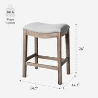 Tabouret de bar moderne sans dossier avec siège rembourré - Tabouret de comptoir en bois pour salle à manger/bar - Facile à nettoyer - Capacité de 300 lb