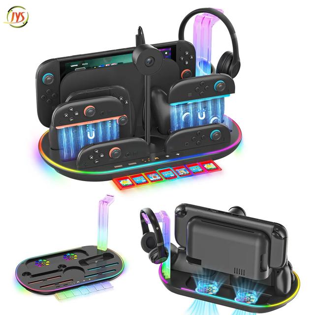 Cooling Charger Station For Switch/switch 2 With Fan Joycon 2 Storage Stand For 7 Card Slots Controller Charger Dock With Holder