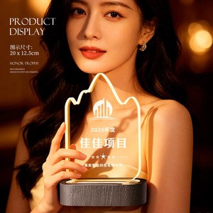 Trofeo de Cristal Luminoso Shun Zhongya 20x12.5cm Recargable con Atenuación Gradual para Premios y Conmemoraciones - Product Image 1