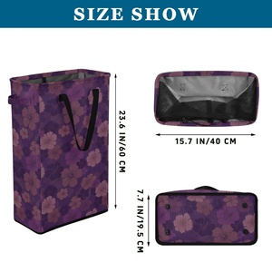 Aloha Purple Hibiscus Flower Pattern Home Foldable Laundry Hampers <b>Large</b> Dirty Clothes Storage Bag Collapsible Laundry Baskets - Product Image 2
