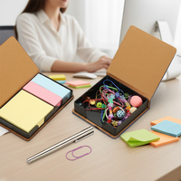 Support de notes adhésives en cuir PU de marque SL, mini-boîte de rangement de bureau pour bloc-notes professionnel, organisateur pour bureau et maison