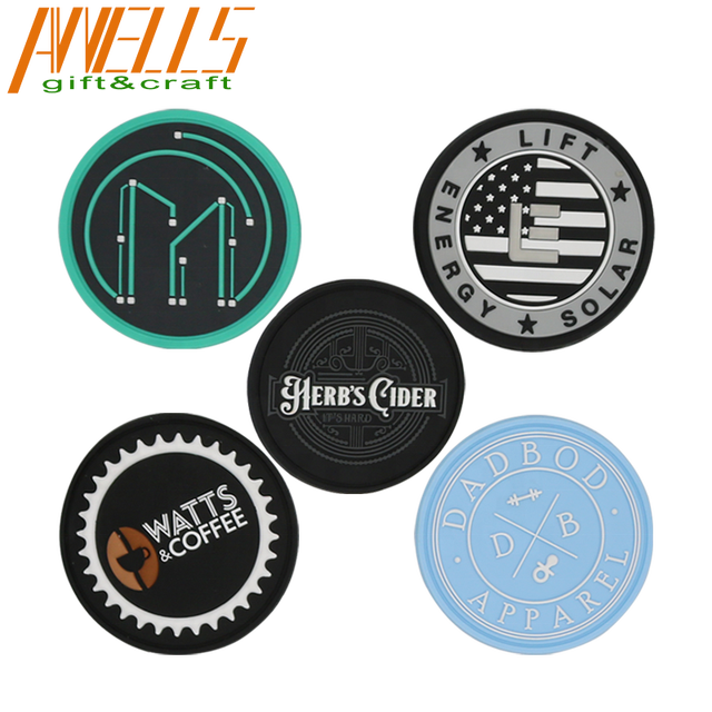 Custom Shape Recessed Logo PVC Silicone Patches With Black or Transparent Background Rubber Soft PVC Label