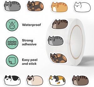 Funny Cute Cat <b>Stickers</b>,<b>Waterproof</b> for Gift Card,Laptop,Phone,Skateboard,Water Bottles, Guitar,Gifts for Women Teens (cat) - Product Image 3