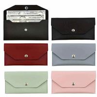 Dompet Kulit PU Modis untuk Uang Tunai, Cek, dan Uang Kertas, Tempat Penyimpanan Uang untuk Wanita, Amplop yang Dapat Digunakan Kembali, Dompet Anggaran dengan Kancing
