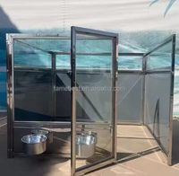 Hondenkennel van roestvrij staal 304, gehard glas en HDPE panelen, groothandelsprijs