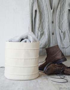 Panier de rangement pour linge sale <span class=keywords><strong>en</strong></span> <span class=keywords><strong>toile</strong></span> de coton écologique, blanc - Product Image 4