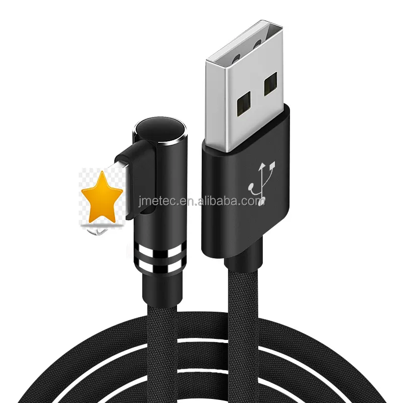 Usb Elbow Nylon Braided Charger Cable Mobile Phone Right Angle Cable For Lightning Iphone
