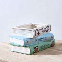 Vente en gros de pots à succulentes en céramique en forme de livre, style nordique, avec trou de drainage, ornement de bureau bohème