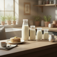 Bouteille en verre dépoli sérigraphiée avec logo personnalisé pour lait, miel, eau, 1000 ml, vente en gros