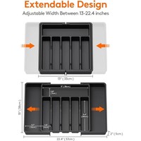 Organizador de cubiertos ajustable de plástico KZR, organizador de cajones de cocina expandible, divisor de cajones para cubiertos.