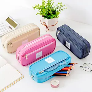 New Student Simple Creative Stationery Pencil Box Multifunctional Double-layer Large Capacity Waterproof Pen Bag