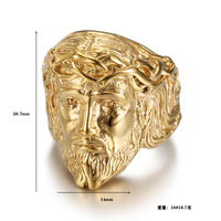 Cincin Santo Religius Baja Tahan Karat Cincin Yesus Religius Retro Baja Tahan Karat ANILLO DE Jesus Cincin Kristen Yesus untuk Pria